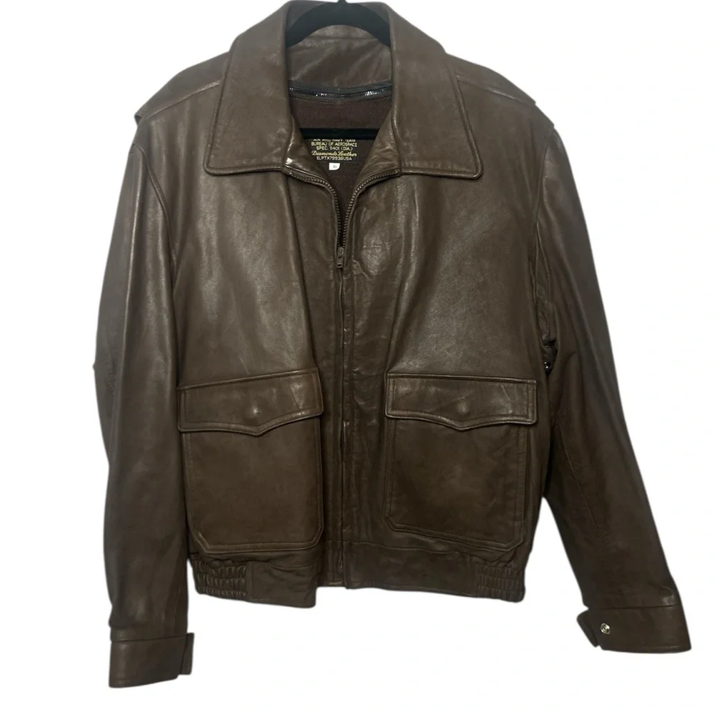 1970s Vintage Navy G-1 Style Leather Flight Jacket | Brown Sz 46